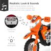 imageBest Choice Products Kids 6V Ride On Motorcycle wTreaded Tires Working Headlights 2mph Top Speed Training Wheels Realistic Sounds Music Battery Charger  OrangeOrange