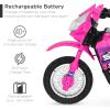 imageBest Choice Products Kids 6V Ride On Motorcycle wTreaded Tires Working Headlights 2mph Top Speed Training Wheels Realistic Sounds Music Battery Charger  OrangeHot Pink