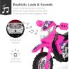imageBest Choice Products Kids 6V Ride On Motorcycle wTreaded Tires Working Headlights 2mph Top Speed Training Wheels Realistic Sounds Music Battery Charger  OrangeHot Pink