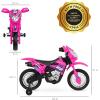 imageBest Choice Products Kids 6V Ride On Motorcycle wTreaded Tires Working Headlights 2mph Top Speed Training Wheels Realistic Sounds Music Battery Charger  OrangeHot Pink