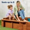 imageBest Choice Products Kids Large Octagonal Wooden Outdoor Sandbox with Cover w 4 Reinforced Benches 8 Seats XL Sandpit Bottom Liner  BrownBrown