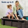 imageBest Choice Products Kids Large Octagonal Wooden Outdoor Sandbox with Cover w 4 Reinforced Benches 8 Seats XL Sandpit Bottom Liner  BrownEspresso