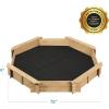 imageBest Choice Products Kids Large Octagonal Wooden Outdoor Sandbox with Cover w 4 Reinforced Benches 8 Seats XL Sandpit Bottom Liner  BrownNatural