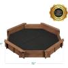 imageBest Choice Products Kids Large Octagonal Wooden Outdoor Sandbox with Cover w 4 Reinforced Benches 8 Seats XL Sandpit Bottom Liner  BrownWalnut