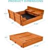 imageBest Choice Products Kids Outdoor Wooden Sandbox Large Cedar Wood with Foldable Bench Seats and Sand Protection Bottom Liner Included  BrownBrown