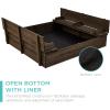 imageBest Choice Products Kids Outdoor Wooden Sandbox Large Cedar Wood with Foldable Bench Seats and Sand Protection Bottom Liner Included  BrownEspresso