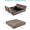 imageBest Choice Products Kids Outdoor Wooden Sandbox Large Cedar Wood with Foldable Bench Seats and Sand Protection Bottom Liner Included  BrownGray