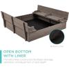 imageBest Choice Products Kids Outdoor Wooden Sandbox Large Cedar Wood with Foldable Bench Seats and Sand Protection Bottom Liner Included  BrownGray