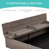 imageBest Choice Products Kids Outdoor Wooden Sandbox Large Cedar Wood with Foldable Bench Seats and Sand Protection Bottom Liner Included  BrownGray