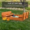 imageBest Choice Products Kids Outdoor Wooden Sandbox Large Cedar Wood with Foldable Bench Seats and Sand Protection Bottom Liner Included  BrownGray