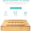 imageBest Choice Products Kids Outdoor Wooden Sandbox Large Cedar Wood with Foldable Bench Seats and Sand Protection Bottom Liner Included  BrownNatural