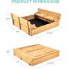 imageBest Choice Products Kids Outdoor Wooden Sandbox Large Cedar Wood with Foldable Bench Seats and Sand Protection Bottom Liner Included  BrownNatural