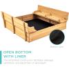 imageBest Choice Products Kids Outdoor Wooden Sandbox Large Cedar Wood with Foldable Bench Seats and Sand Protection Bottom Liner Included  BrownNatural