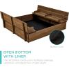 imageBest Choice Products Kids Outdoor Wooden Sandbox Large Cedar Wood with Foldable Bench Seats and Sand Protection Bottom Liner Included  BrownWalnut