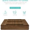 imageBest Choice Products Kids Outdoor Wooden Sandbox Large Cedar Wood with Foldable Bench Seats and Sand Protection Bottom Liner Included  BrownWalnut