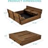 imageBest Choice Products Kids Outdoor Wooden Sandbox Large Cedar Wood with Foldable Bench Seats and Sand Protection Bottom Liner Included  BrownWalnut