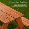 imageBest Choice Products Kids Wooden Picnic Table Outdoor Activity ampamp Dining Table wAdjustable Collapsible Umbrella Builtin Seats  Golden BrownNavyGolden BrownAqua