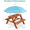 imageBest Choice Products Kids Wooden Picnic Table Outdoor Activity ampamp Dining Table wAdjustable Collapsible Umbrella Builtin Seats  Golden BrownNavyGolden BrownAqua