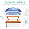 imageBest Choice Products Kids Wooden Picnic Table Outdoor Activity ampamp Dining Table wAdjustable Collapsible Umbrella Builtin Seats  Golden BrownNavyGolden BrownNavy