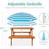 imageBest Choice Products Kids Wooden Picnic Table Outdoor Activity ampamp Dining Table wAdjustable Collapsible Umbrella Builtin Seats  Golden BrownNavyGolden BrownAqua