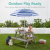 imageBest Choice Products Kids Wooden Picnic Table Outdoor Activity ampamp Dining Table wAdjustable Collapsible Umbrella Builtin Seats  Golden BrownNavyGrayNavy