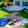 imageBest Choice Products Kids Wooden Picnic Table Outdoor Activity ampamp Dining Table wAdjustable Collapsible Umbrella Builtin Seats  Golden BrownNavyGrayNavy