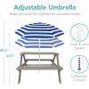 imageBest Choice Products Kids Wooden Picnic Table Outdoor Activity ampamp Dining Table wAdjustable Collapsible Umbrella Builtin Seats  Golden BrownNavyGrayNavy