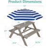 imageBest Choice Products Kids Wooden Picnic Table Outdoor Activity ampamp Dining Table wAdjustable Collapsible Umbrella Builtin Seats  Golden BrownNavyGrayNavy