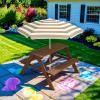 imageBest Choice Products Kids Wooden Picnic Table Outdoor Activity ampamp Dining Table wAdjustable Collapsible Umbrella Builtin Seats  Golden BrownNavyWalnutBeige