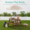 imageBest Choice Products Kids Wooden Picnic Table Outdoor Activity ampamp Dining Table wAdjustable Collapsible Umbrella Builtin Seats  Golden BrownNavyWalnutBeige