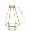 imageBest Choice Products Metal Indoor Outdoor Modern Decorative Faceted Hurricane Candle Holder Centerpiece Lanterns for Parties Events Weddings wClear Glass Mirrored Base Set of 3 BrassBurnished Brass