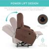 imageBest Choice Products Modern Linen Electric Power Lift Chair Recliner Massage Chair Adjustable Furniture for Back Legs w 3 Positions USB Port Heat Cupholders EasytoReach Button  GrayBrown