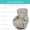 imageBest Choice Products Modern Linen Electric Power Lift Chair Recliner Massage Chair Adjustable Furniture for Back Legs w 3 Positions USB Port Heat Cupholders EasytoReach Button  GrayGreige