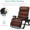 imageBest Choice Products Oversized Zero Gravity Chair Folding Outdoor Patio Recliner XL Anti Gravity Lounger wRemovable Cushion Cup Holder Side Tray 350lb Capacity  Graphite BlueWoodland Brown