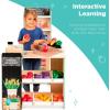 imageBest Choice Products Pretend Play Grocery Store Wooden Supermarket Toy Set for Kids wPlay Food Chalkboard Cash Register Working Conveyor  RedNatural