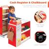 imageBest Choice Products Pretend Play Grocery Store Wooden Supermarket Toy Set for Kids wPlay Food Chalkboard Cash Register Working Conveyor  RedRed