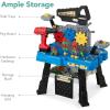 imageBest Choice Products Pretend Play Kids Workbench Childs Construction Toy Set for Child Development w 150 Accessories Electric Drill Storage Shelf Hard Hat Goggles Play Tool Set