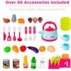imageBest Choice Products Pretend Play Kitchen Toy Set for Kids with Water Vapor Teapot 34 Accessories Sounds Realistic Design Utensils Oven Food Sink  Pink