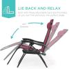 imageBest Choice Products Set of 2 Adjustable Steel Mesh Zero Gravity Lounge Chair Recliners wPillows and Cup Holder Trays  Navy BlueBurgundy