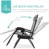 imageBest Choice Products Set of 2 Adjustable Steel Mesh Zero Gravity Lounge Chair Recliners wPillows and Cup Holder Trays  Navy BlueGray Stripes