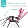 imageBest Choice Products Set of 2 Adjustable Steel Mesh Zero Gravity Lounge Chair Recliners wPillows and Cup Holder Trays  Navy BluePink