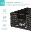 imageBest Choice Products Set of 4 9x12in Water Hyacinth Pantry Baskets Woven Organizers wChalkboard Label Chalk Marker  NaturalBlack