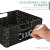 imageBest Choice Products Set of 4 9x12in Water Hyacinth Pantry Baskets Woven Organizers wChalkboard Label Chalk Marker  NaturalBlack