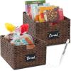 imageBest Choice Products Set of 4 9x12in Water Hyacinth Pantry Baskets Woven Organizers wChalkboard Label Chalk Marker  NaturalBrown
