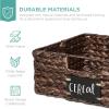 imageBest Choice Products Set of 4 9x12in Water Hyacinth Pantry Baskets Woven Organizers wChalkboard Label Chalk Marker  NaturalBrown