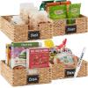 imageBest Choice Products Set of 4 9x12in Water Hyacinth Pantry Baskets Woven Organizers wChalkboard Label Chalk Marker  NaturalNatural