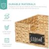 imageBest Choice Products Set of 4 9x12in Water Hyacinth Pantry Baskets Woven Organizers wChalkboard Label Chalk Marker  NaturalNatural