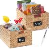 imageBest Choice Products Set of 4 9x12in Water Hyacinth Pantry Baskets Woven Organizers wChalkboard Label Chalk Marker  NaturalNatural