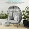 imageBest Choice Products Wicker Egg Chair Oversized Indoor Outdoor Lounger for Patio Backyard Living Room w 4 Cushions Steel Frame 440lb Capacity  IvoryGrayHeather Gray