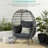imageBest Choice Products Wicker Egg Chair Oversized Indoor Outdoor Lounger for Patio Backyard Living Room w 4 Cushions Steel Frame 440lb Capacity  IvoryGrayCharcoal